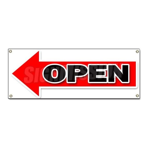 Signmission GIANT LEFT OPEN ARROW BANNER SIGN turn here sale follow directions B-Giant Left Open Arrow - main